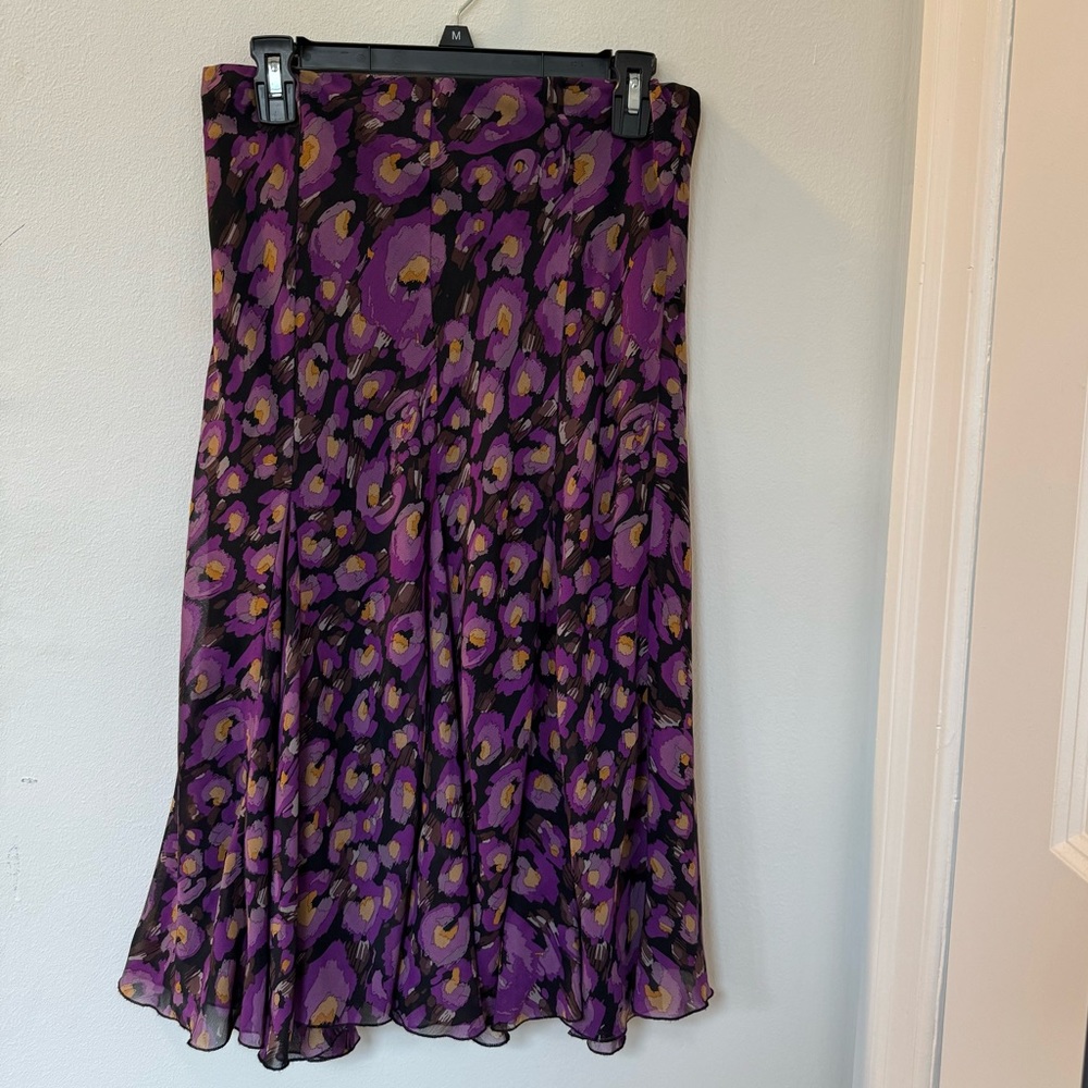Gorgeous Purple Floral Flowy Midi Skirt